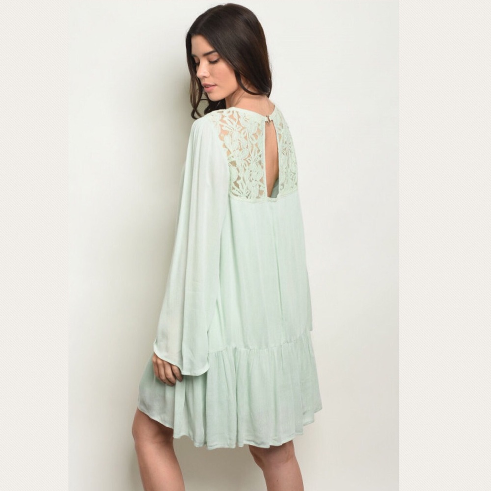 Long Sleeve Neckline Detail Tunic Dress - Picture 3 of 3